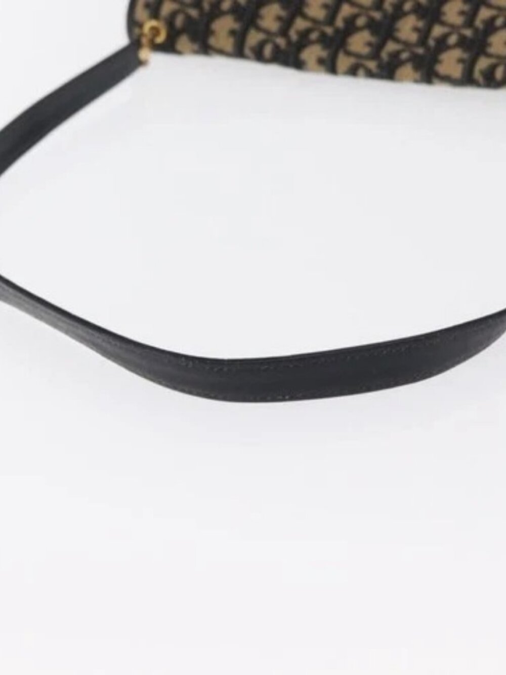 Christian Dior Trotter Canvas Shoulder Bag Navy Gold Auth BA10087 - Picture 6 of 16